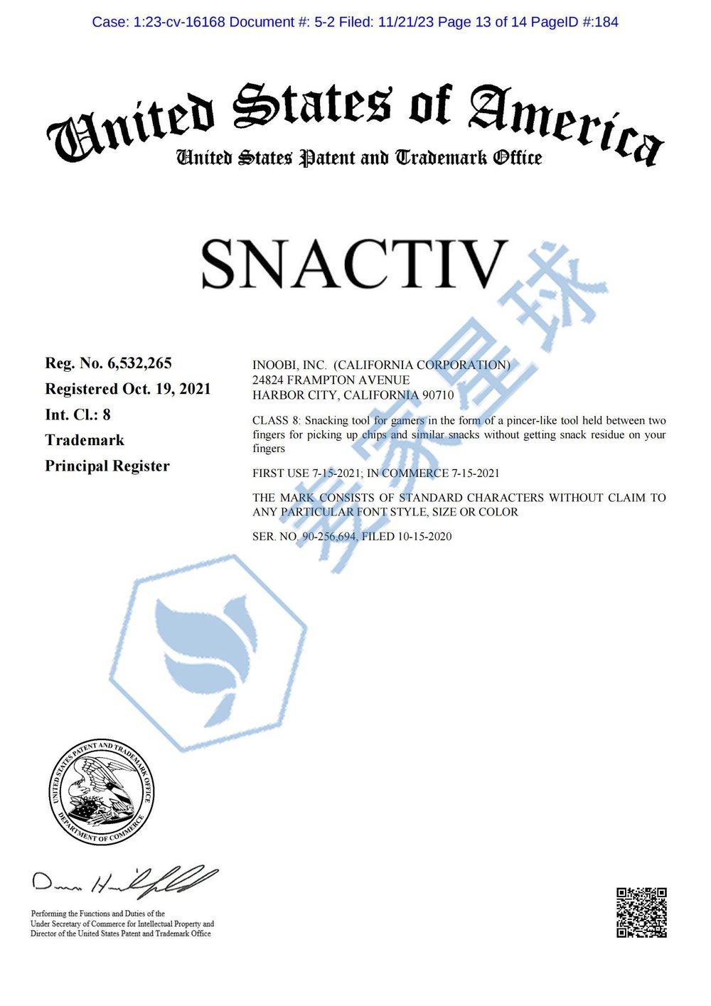 snactiv patent 4