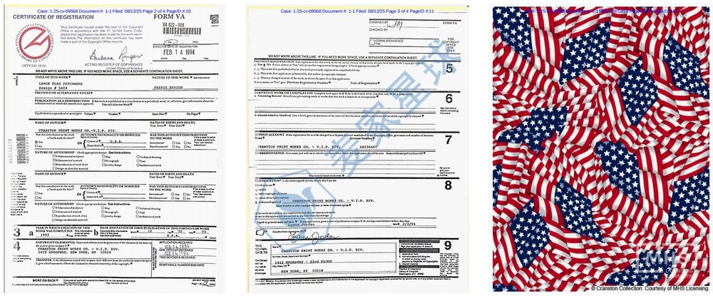 Cranston Print Works Company flags copyrights
