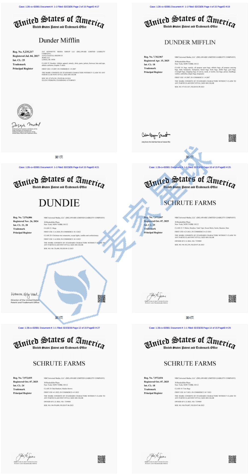 Dunder Mifflin Trademarks