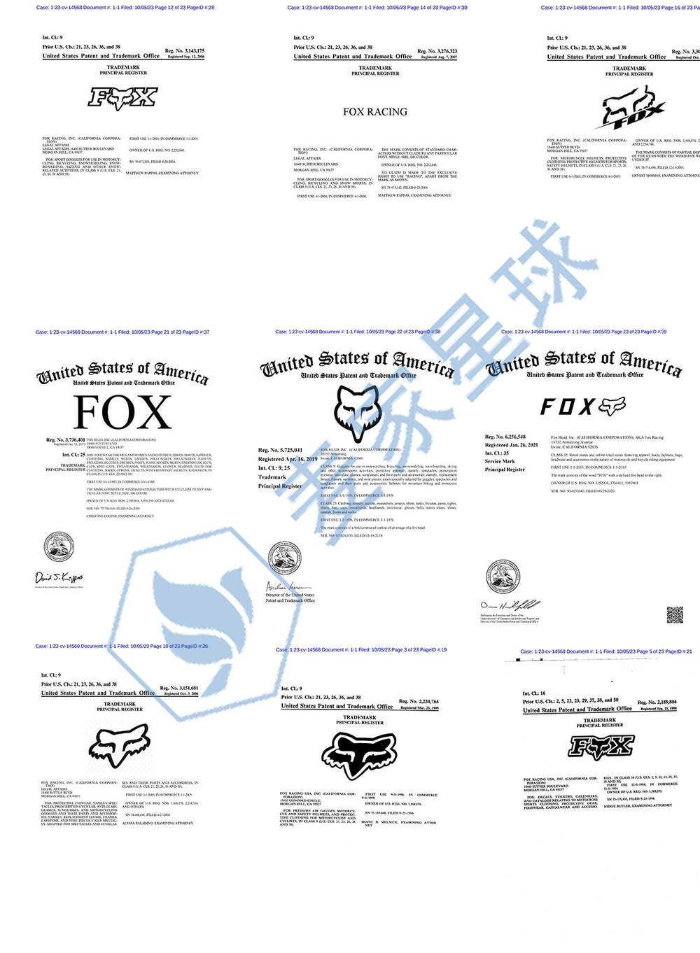 Fox Head trademarks