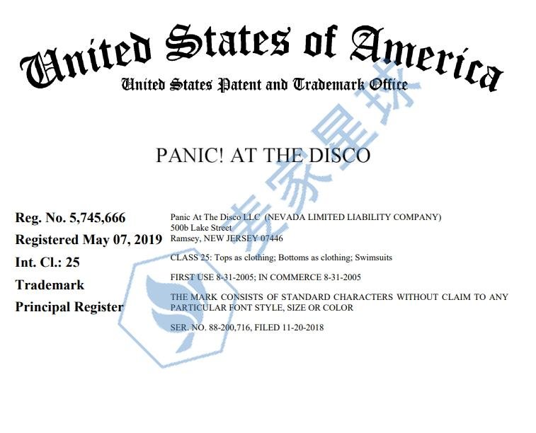 Panic! at the Disco trademark