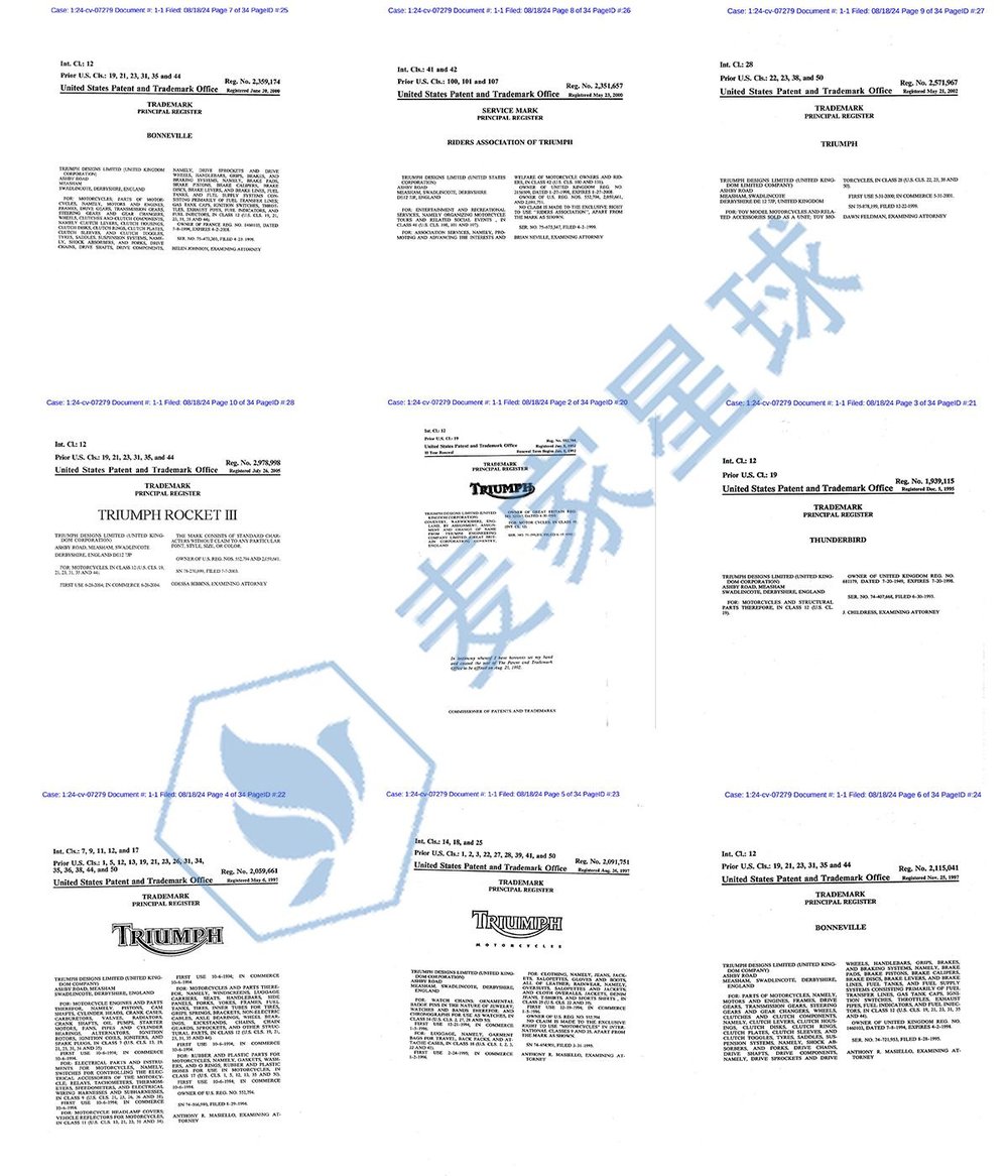Triumph Designs Trademarks 001