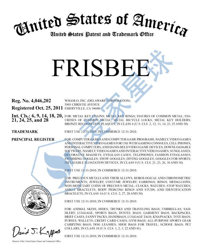 frisbee trademark